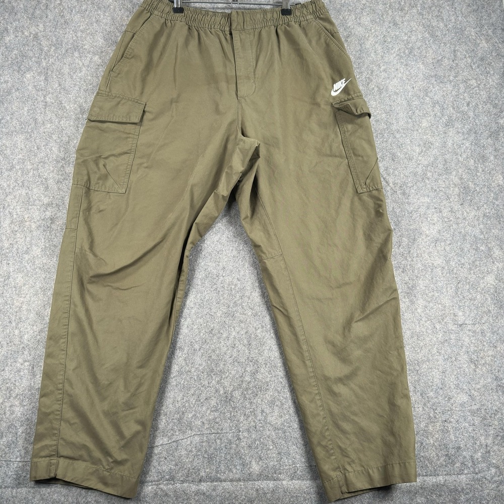 Nike Utility Cargo Pants Mens XL Green Canvas Relaxed Fit Elastic Waist DD5207